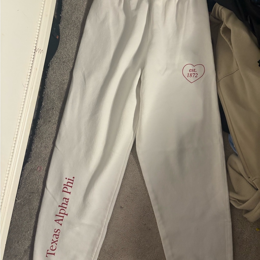 White Kids Bottoms with Red Print